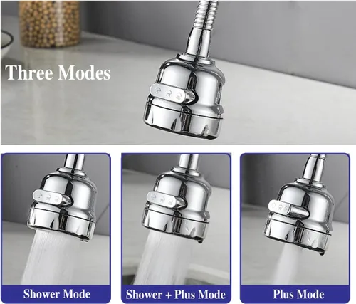 Miniatura 7 de Accesorio rociador de grifo de cocina, extensor de grifo móvil para fregadero de cocina, cabezal giratorio de 360°, grifo antisalpicaduras, ducha