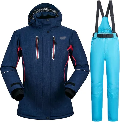 Miniatura 17 de Conjunto de chaquetas y pantalones de esquí para mujer, invierno al aire libre, talla grande, trajes de esquí cálidos con capucha, trajes de nieve E