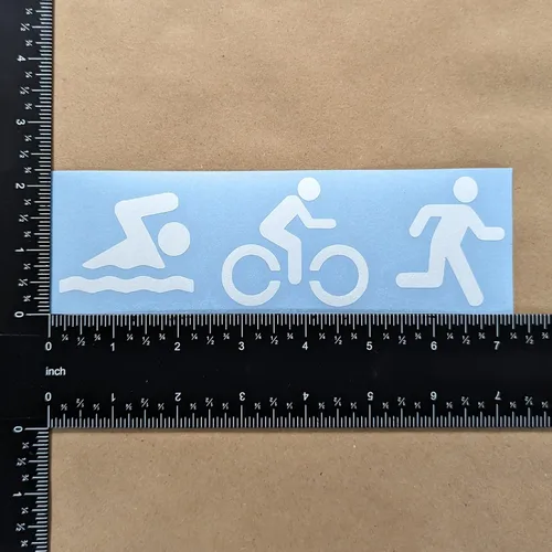 Miniatura 6 de Calcomanías de Triatlón Paquete de 4: Nadar Ciclismo Correr, TRI, Latido del Corazón de Triatlón (Blanco, Grande ~5 pulgadas)