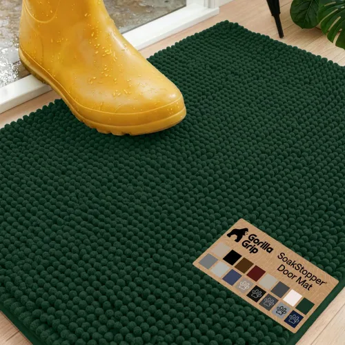 Miniatura 82 de GORILLA GRIP SOAKSTOPPER - Tapete para puerta de perro, 30 x 20 pulgadas, lavable a máquina, absorbente, captura la humedad, barro, suciedad, Negro