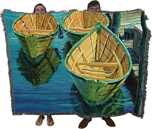 Miniatura 12 de Pure Country Weavers Manta de matrimonio Dockside por Charles Wysocki - Tapiz de regalo de playa costera de Estados Unidos temprano de América