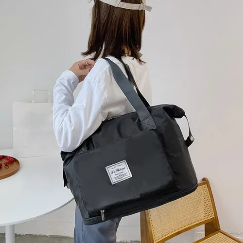 Miniatura 3 de Bolsa de viaje plegable de gran capacidad, seca y húmeda, separada, plegable, bolsa de gimnasio, bolsa de viaje de moda, espacio expandible