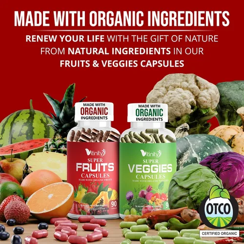 Miniatura 6 de Fabricado con cápsulas orgánicas de frutas y verduras, suplemento vitamínico vegetal superalimento para mujeres y hombres, mezcla de frutas