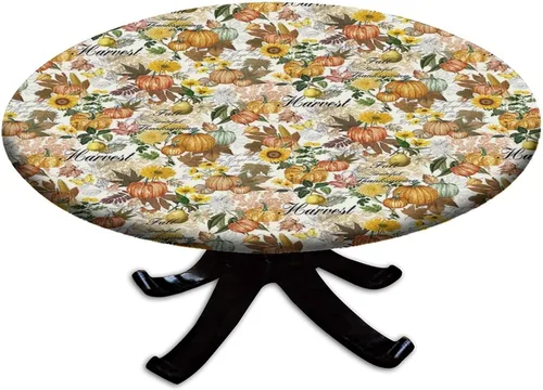 Miniatura 26 de Mantel ajustable con diseño de girasol redondo, borde elástico amarillo, mantel de poliéster para interiores y exteriores, fiesta, cena, patio