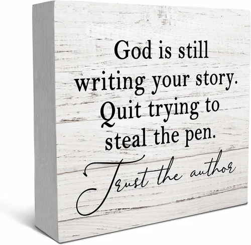 Miniatura 13 de SRADMO God Is Still Writing Your Story, decoración de versículos bíblicos para sala de oración, caja de madera negra cristiana para oficina en casa