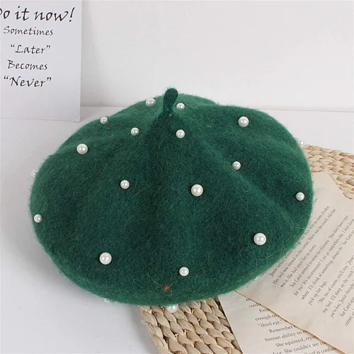 Miniatura 22 de Gorros de boina de perlas para bebés y niñas, sombreros de lana para fiesta de bebé, sombreros de primavera y verano, accesorios para bebés de 2 a 6