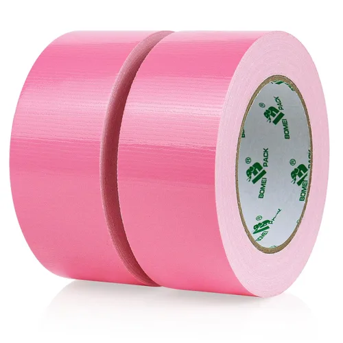 BOMEI PACK Cinta Adhesiva de Color Rosa, Cinta de Conducto Industrial Fuerte y Resistente 9mil x 4.78cm x 27.4m para Embalaje y Reparación