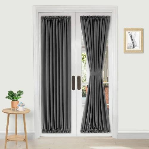 Miniatura 131 de DWCN Cortinas para puerta francesa: cortina térmica con bolsillo para barra para puertas con ventana de vidrio, puertas de cocina y patio