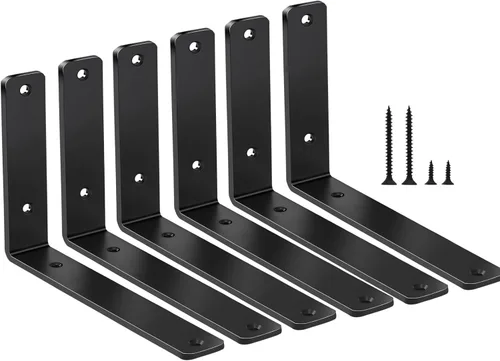 Miniatura 16 de Paquete de 12 soportes de estante en L de 8 pulgadas de largo x 6 pulgadas de alto x 1.5 pulgadas de ancho, 5 mm de grosor, soporte de estante en L