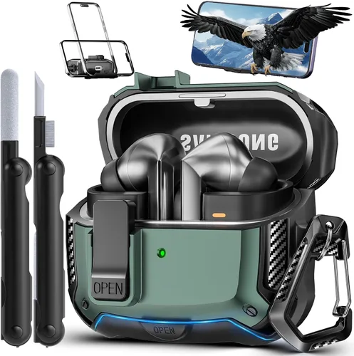 Miniatura 32 de Lock Fit Diseñado para Samsung Galaxy Buds3 FE (2025) / Buds3 Pro (2024) / Funda Buds 3 (2024), con kit de limpieza Cuerpo completo Resistente a