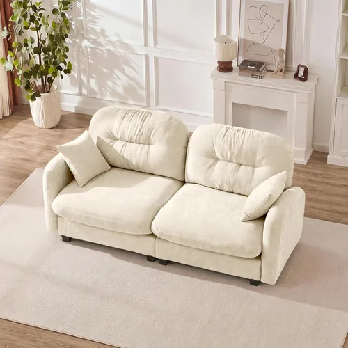 Sofá modular de gran tamaño de 74 pulgadas, sofás seccionales grandes beige para sala de estar, juego de sofá esponjoso de felpilla, cómodos sofás