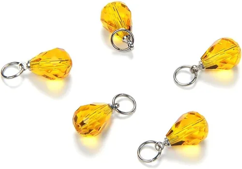 Miniatura 10 de 10 cuentas sueltas de piedra natal de enero de Adabele de 0.394 pulgadas con forma de lágrima austriaca roja y pera, cuentas de gota con anillos