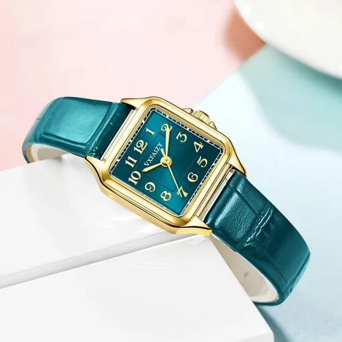 Miniatura 5 de Reloj cuadrado delicado para mujeres con números arábigos fáciles de leer, relojes de vestir para damas