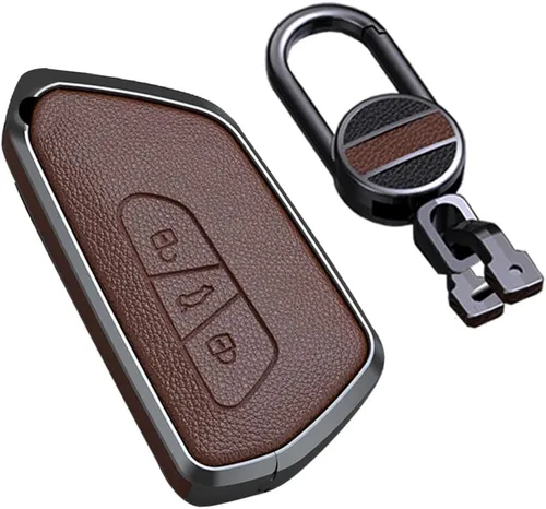 Miniatura 10 de SANRILY Funda para llavero de metal y cuero de alta calidad sin llave para VW ID.4 2020 Skoda Octavia Seat Leon MK4 Funda para llave VW Golf 8 Negro