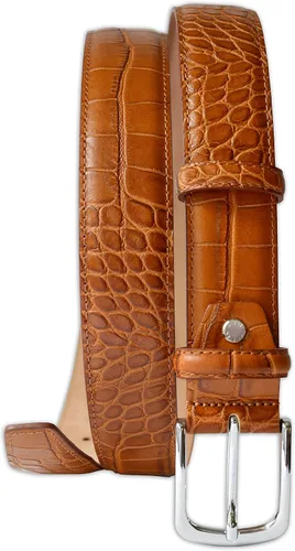 Miniatura 3 de Cinturón de cuero italiano con patrón de cocodrilo para hombre