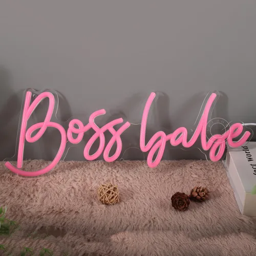 Miniatura 6 de SYLHOME Pink Boss Babe - Letrero de luz LED de neón para jefe, oficina, escritorio, decoración de pared, letrero para dormitorio de niñas, mujeres