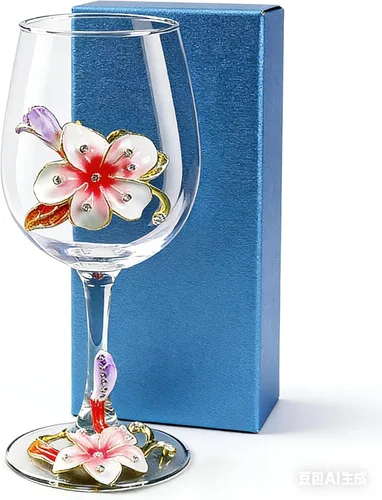 Miniatura 18 de Simcat Copa de Vino de Esmalte Pintada a Mano con Flores, Vaso Transparente Refinado, Tallo para Cabernet, Regalos