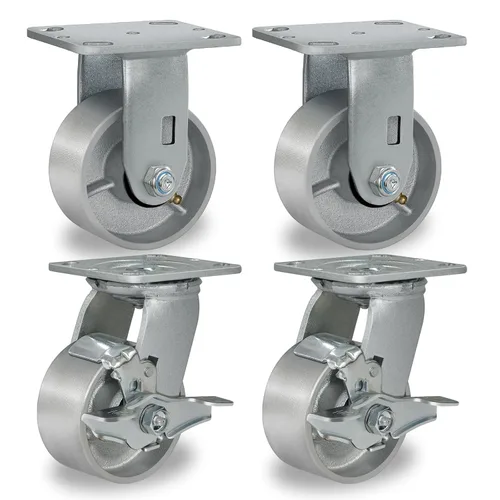 Miniatura 32 de Ruedas giratorias de 4 x 2 pulgadas, ruedas industriales resistentes, ruedas giratorias con rodamiento de rodillos - Ruedas de hierro fundido