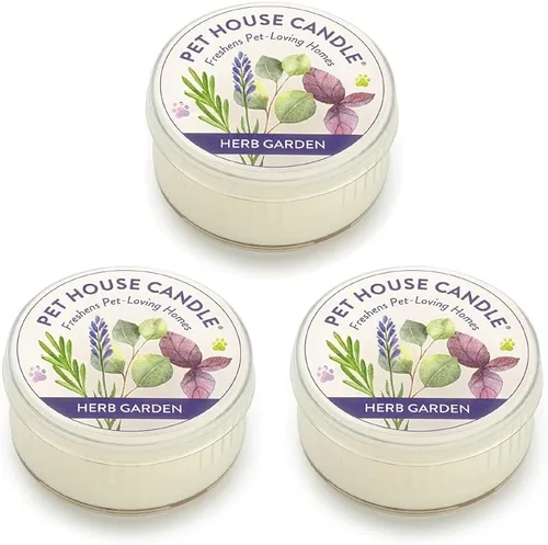 Pet House - Mini velas para olor de mascotas hechas con cera de soja natural, a base de plantas, aromáticas aptas para perros y gatos, paquete de 3