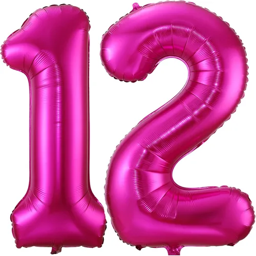 Miniatura 13 de Globo de cumpleaños de 40 pulgadas de color rosa intenso con el número 0, globos grandes de Mylar para fiesta de cumpleaños, aniversario, festival