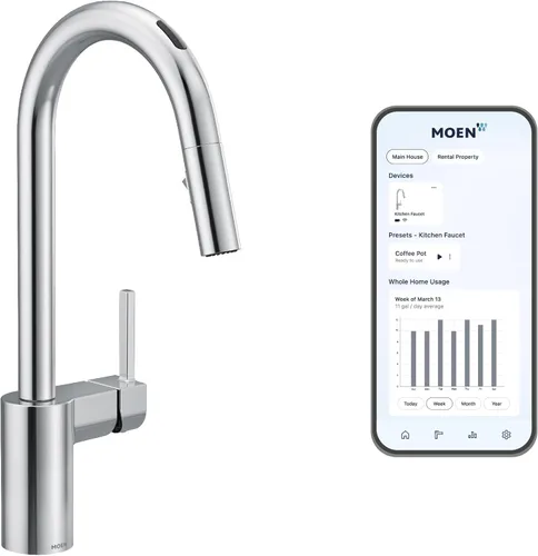 Miniatura 10 de Moen Align Grifo de cocina Motionsense Wave con un solo sensor sin contacto, de un mango de arco alto moderno con acoplamiento de reflejo
