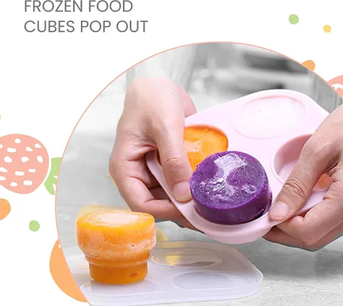 Miniatura 4 de Lulyboo Bandeja congelador de alimentos para bebés con tapa, almacenamiento portátil de silicona plegable para alimentos caseros para bebés, purés
