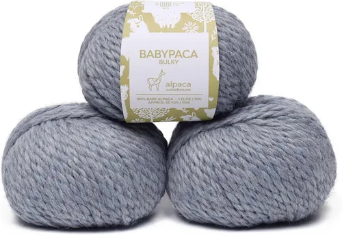 Miniatura 34 de Juego de 3 madejas 100% de lana de alpaca bebé, peso voluminoso, fabricadas en Perú, celestial suave y perfecto para tejer y tejer a ganchillo