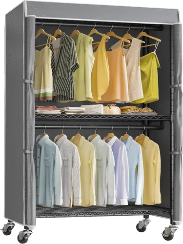 Miniatura 12 de VIPEK R2C Perchero de Ropa Mediano de Servicio Pesado con Ruedas, Perchero Rodante con Cubierta, Perchero de Ropa Ajustable para Colgar Ropa