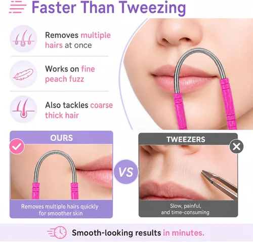 Miniatura 4 de Removedor de vello primaveral – Paquete de 4 depiladoras de resorte de acero inoxidable – Removedor de vello facial para mujeres, cara, barbilla