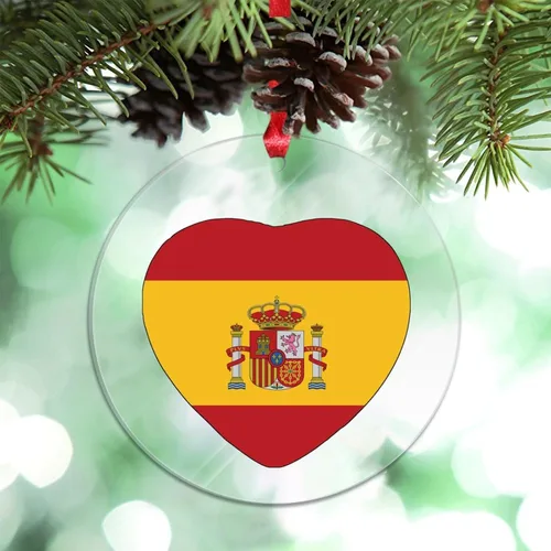 Miniatura 17 de Adorno de Navidad personalizado de la bandera de Venezuela 2023, adornos de corazón para árboles de Navidad, acrílico país, ciudad, recuerdo