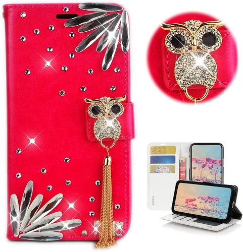 Miniatura 26 de Bling Wallet - Funda de piel compatible con iPhone 11, elegante, hecha a mano en 3D, diseño de mariposas y purpurina, color blanco