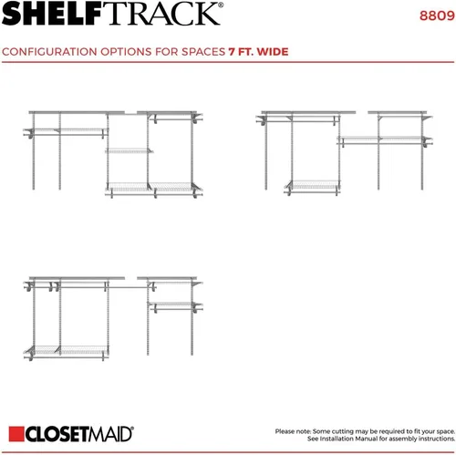 Miniatura 6 de ClosetMaid ShelfTrack - Sistema organizador de alambre para armario, ajustable de 5 a 8 pies, con estantes, barras de ropa, herrajes, acero Cromo