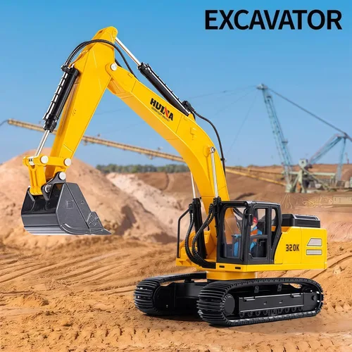 Miniatura 7 de Excavadora grande para vehículos de construcción, excavadora hidráulica de aleación resistente, escala 1:35, camión de juguete para niños de 8, 9