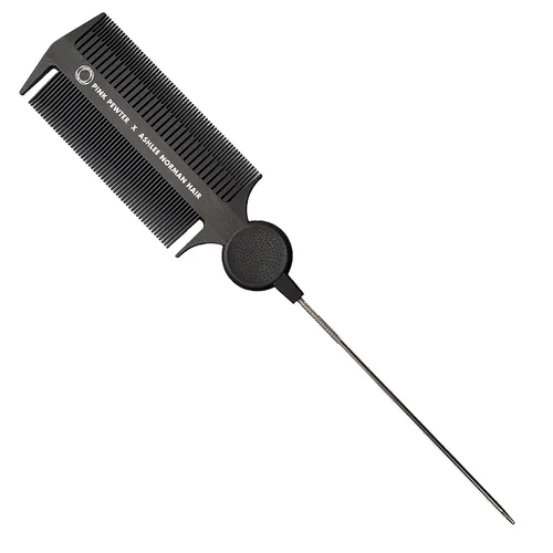 Pink Pewter /Ashlee Norman Triple Threat - Peine de fibra de carbono con cola de rata, tejido y bloqueo para resaltar, babylights, burlas, seccionar