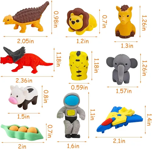 Miniatura 7 de URSKYTOUS 130 piezas Borradores de animales para niños, mascotas de escritorio, borradores de lápices, rompecabezas 3D, mini, a granel, lindos