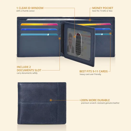 Miniatura 85 de Carteras RFID delgadas para hombres - Cartera de bolsillo frontal de piel genuina