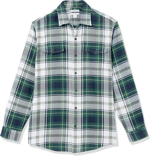 Miniatura 6 de Tienda Essentials Camisa de franela de manga larga con dos bolsillos para hombre