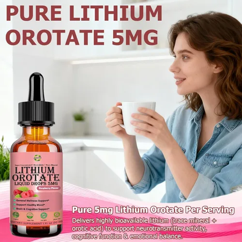 Miniatura 2 de Gotas líquidas de orotato de litio puro de 5 mg, suplemento cerebral de litio de baja dosis para el comportamiento cognitivo del estado de ánimo