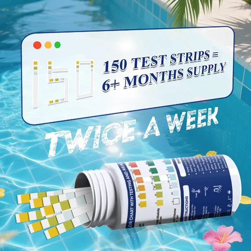 Miniatura 4 de A QUILA Kit de tiras de prueba de agua de piscina, 150 tiras de prueba de spa para bañera de hidromasaje, kit de prueba de agua de 3 vías para pH