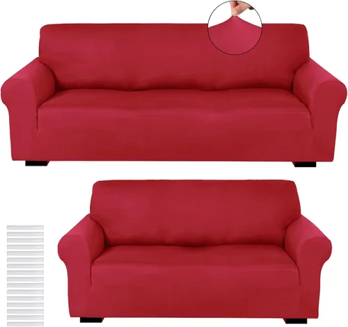 Miniatura 10 de Peryiter Juego de 2 fundas para sofá de dos plazas Fundas para muebles para sala de estar para sofá, sillón, ajuste elástico, a prueba de arrugas