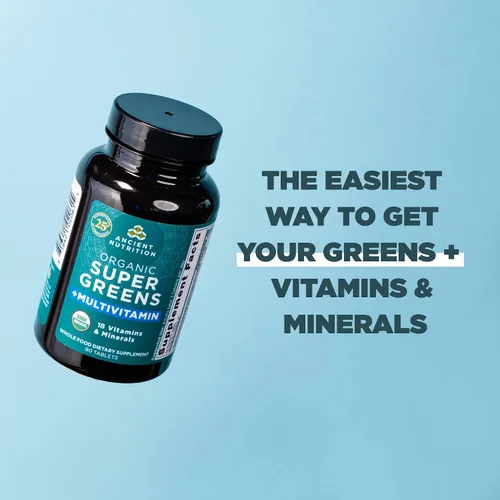 Miniatura 6 de Ancient Nutrition Supergreens - Tabletas multivitamínicas, superalimento orgánico en polvo con multivitaminas hechas de frutas reales, verduras