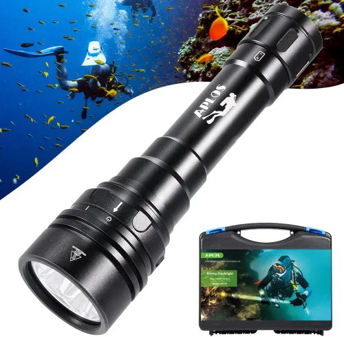 Miniatura 6 de APLOS Linterna de buceo AP30 3000lm con 3 modos, indicador de alimentación, IPX8 impermeable profesional recargable luz de buceo
