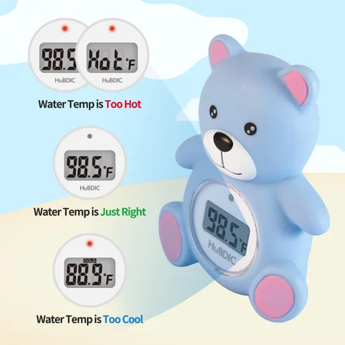Miniatura 3 de HubiBaby - Termómetro de baño para bebés y temperatura digital de la habitación, productos de seguridad para el baño 2 en 1 con advertencia de Azul