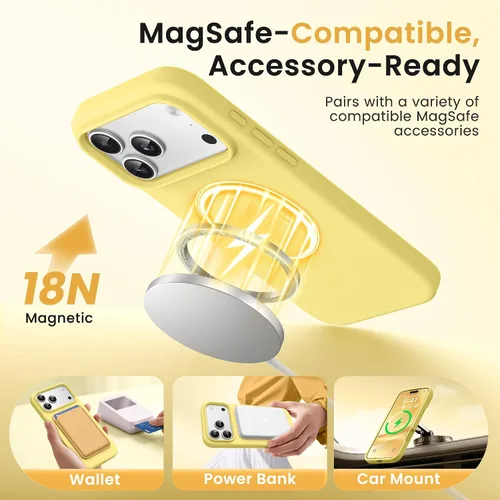 Miniatura 381 de GONEZ Funda de silicona para iPhone 15 Pro Max, compatible con Magsafe, protector de cámara + protector de pantalla, forro de microfibra suave