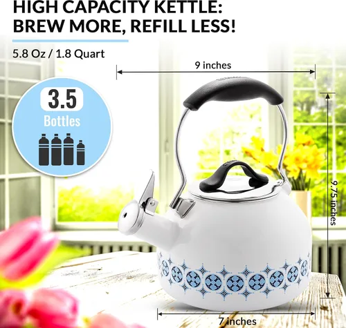 Miniatura 4 de Chantal Hervidor de té silbante Oolong esmaltado en acero de 1.8 cuartos (Talavera)