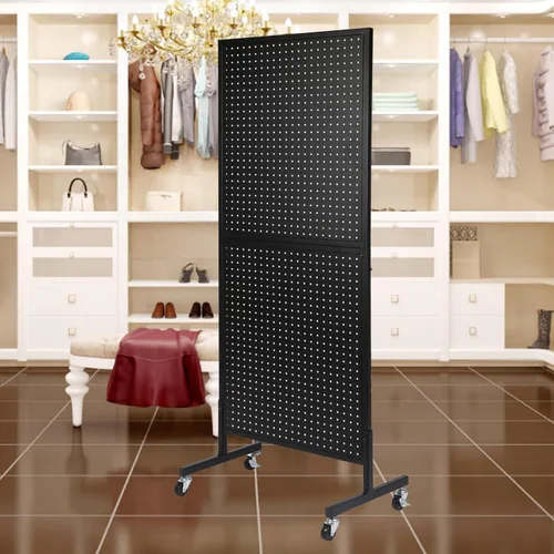 Miniatura 4 de NectaCol Exhibidor de Tablero de Clavijas de Pie de 2' x 5' con Base en T, Soporte de Exhibidor de Tablero de Clavijas con Ruedas, Estante