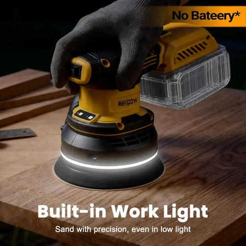 Miniatura 8 de Lijadora orbital aleatoria inalámbrica sin escobillas compatible con batería Dewalt de 20 V, lijadora orbital eléctrica de palma con colector