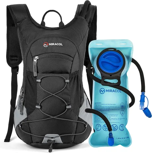 MIRACOL Mochila de hidratación para senderismo con bolsa de agua a prueba de fugas de 2 litros, bolsa de agua ligera aislada para hombres y mujeres,