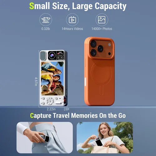 Miniatura 7 de Cámara digital, cámaras 4K de 64 MP para fotografía, pantalla abatible de 270°, enfoque automático, flash, zoom 18X, 2 baterías, tarjeta de 64 GB