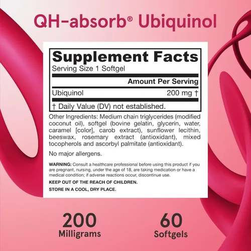 Miniatura 6 de Jarrow Formulas QH-Absorb 200 mg - 60 cápsulas blandas - Co-Q10 de alta absorción - Forma antioxidante activa de Co-Q10 - Apoya la producción